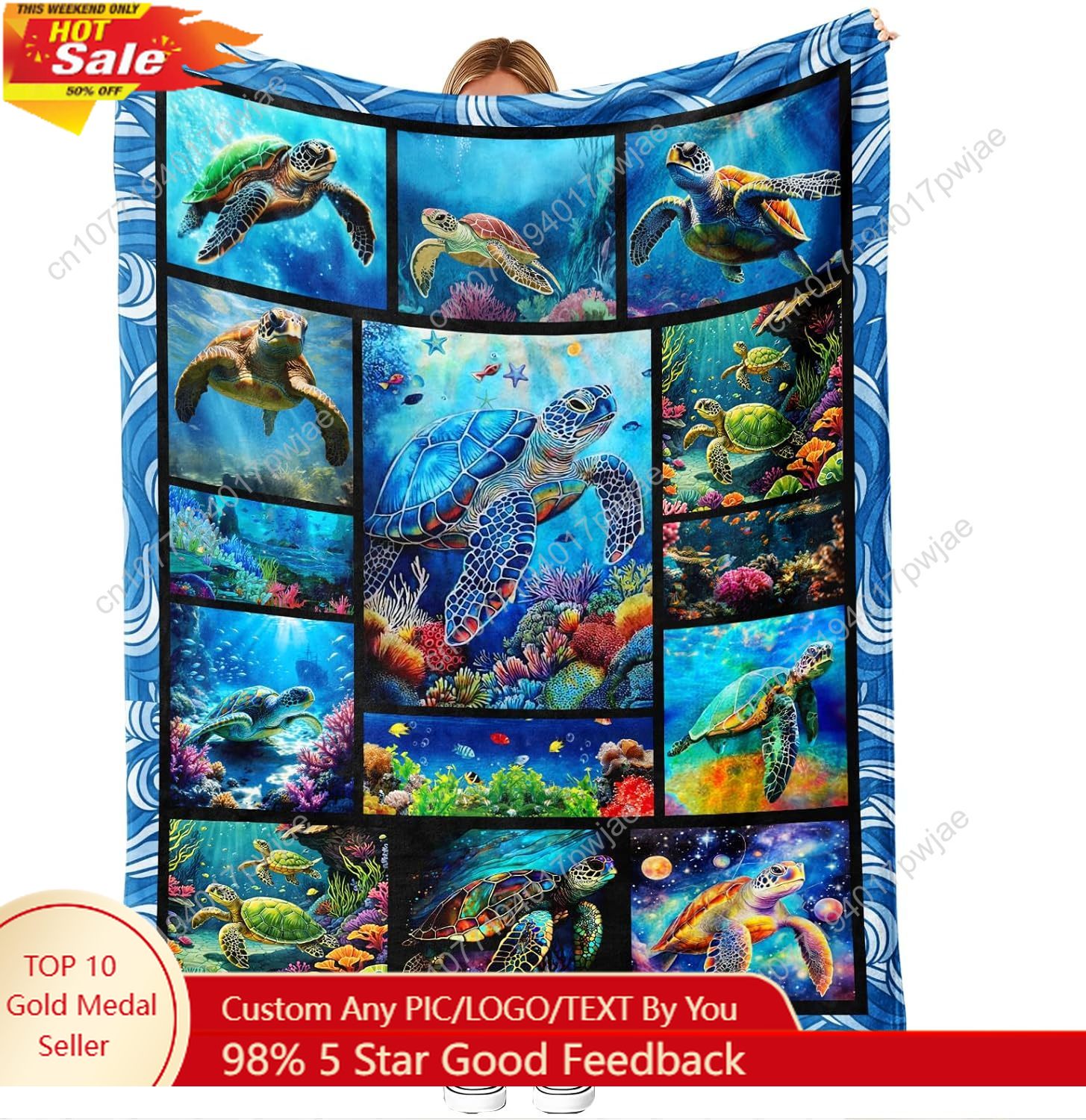 Home Textiles & Decorations - Manta de franela de tortuga marina,
