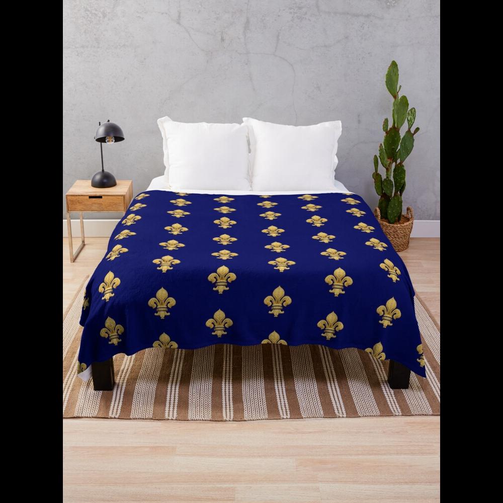 Home Textiles Throw - Manta azul Royal Fleur de Lys,