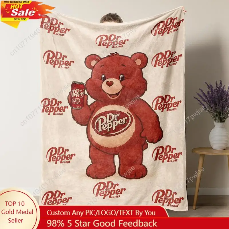 Home Textiles Throw - Dr Pepper Bear-Manta de franela suave