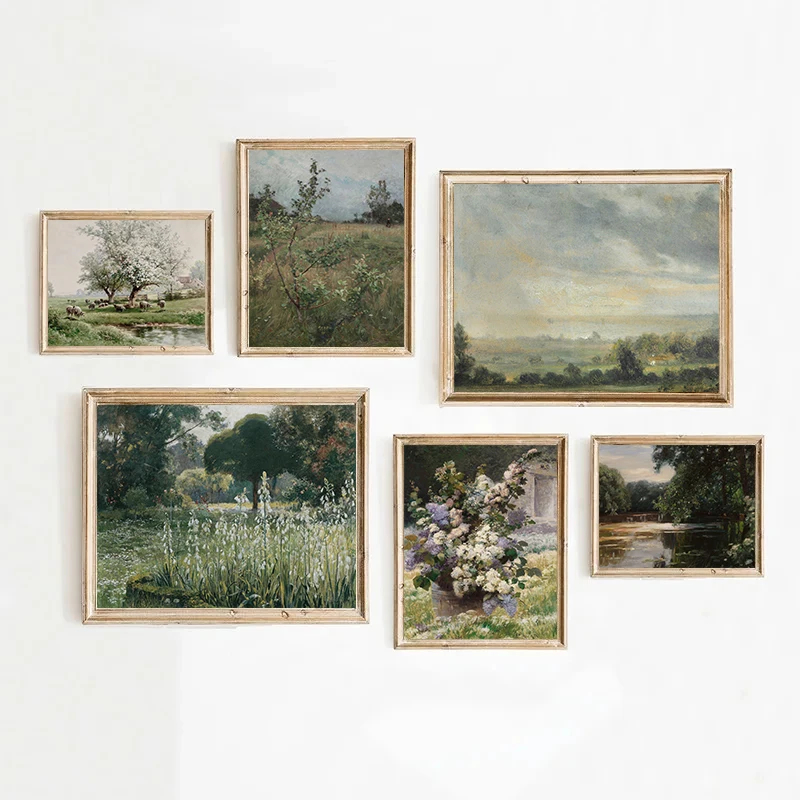 Home Textiles France - Póster Vintage de Paisaje Primaveral Campestre