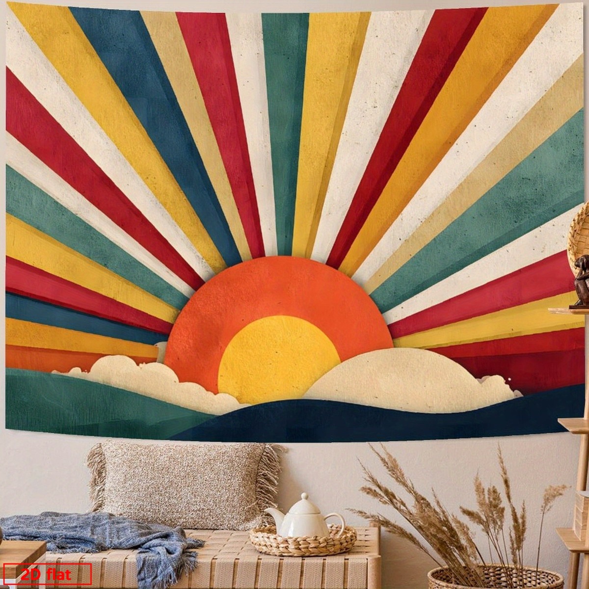 Sunrise Home Textiles & Apparel - Tapiz Retro Boho Sunburst para Colgar