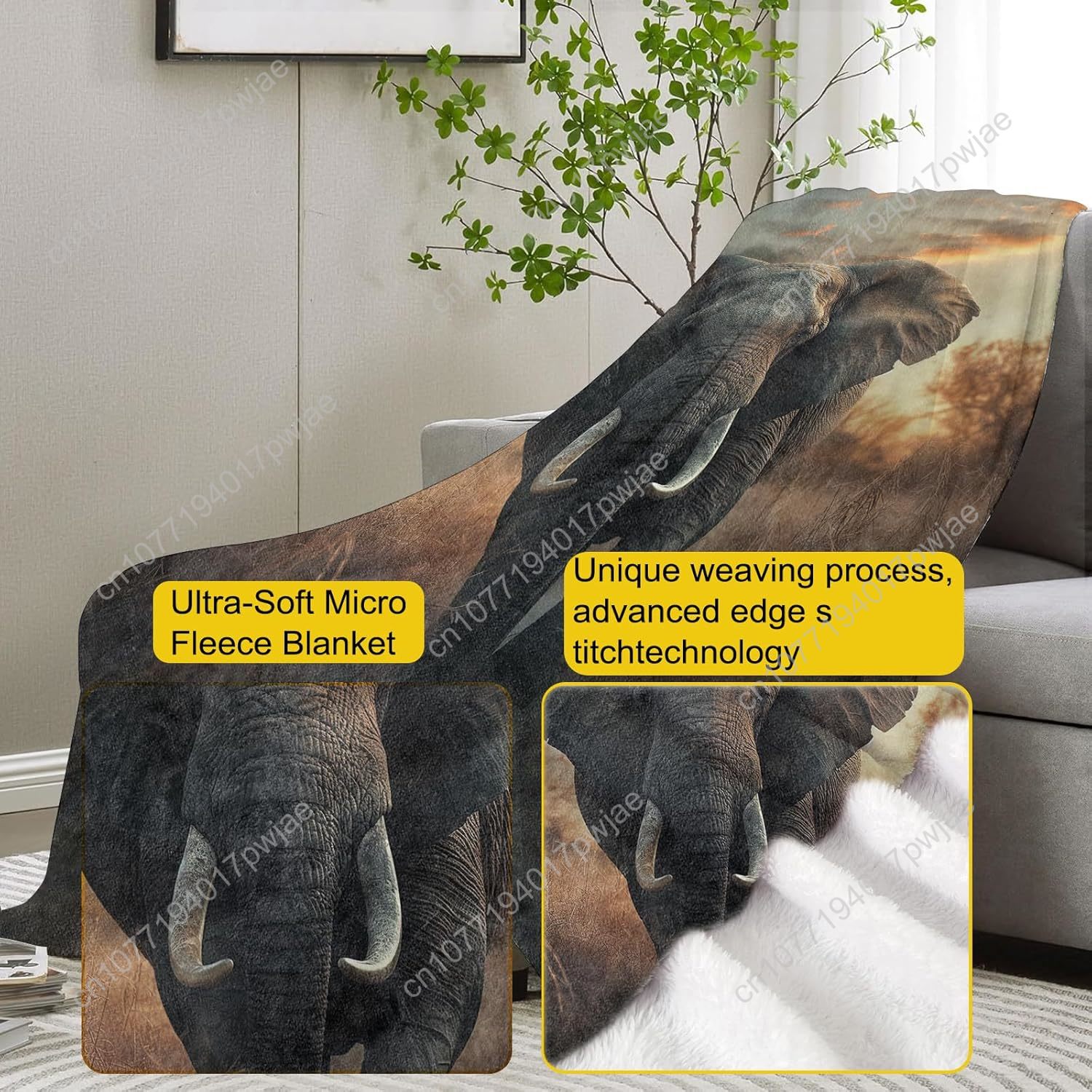 Manta polar de elefante, escen - Home Textiles & Decorations reseña y precio