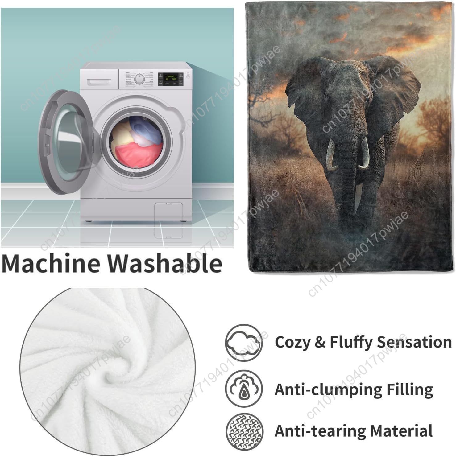 Manta polar de elefante, escen - Home Textiles & Decorations reseña y precio
