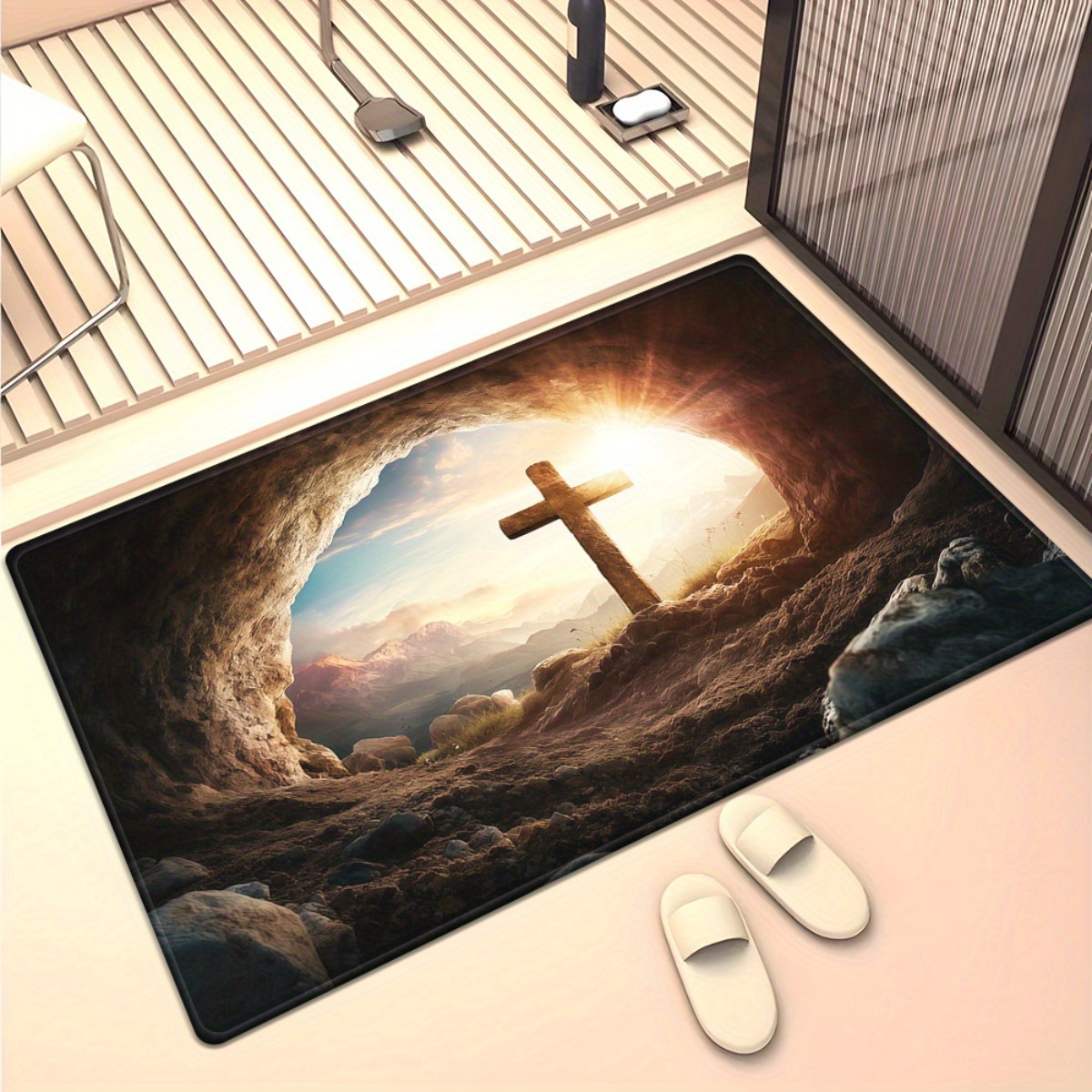 Alfombra de cueva cruzada reli - Sunrise Home Textiles & Apparel reseña y precio
