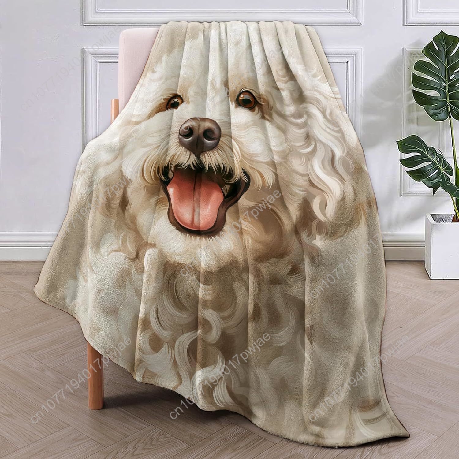 Manta con retrato de caniche a - Home Textiles & Decorations reseña y precio