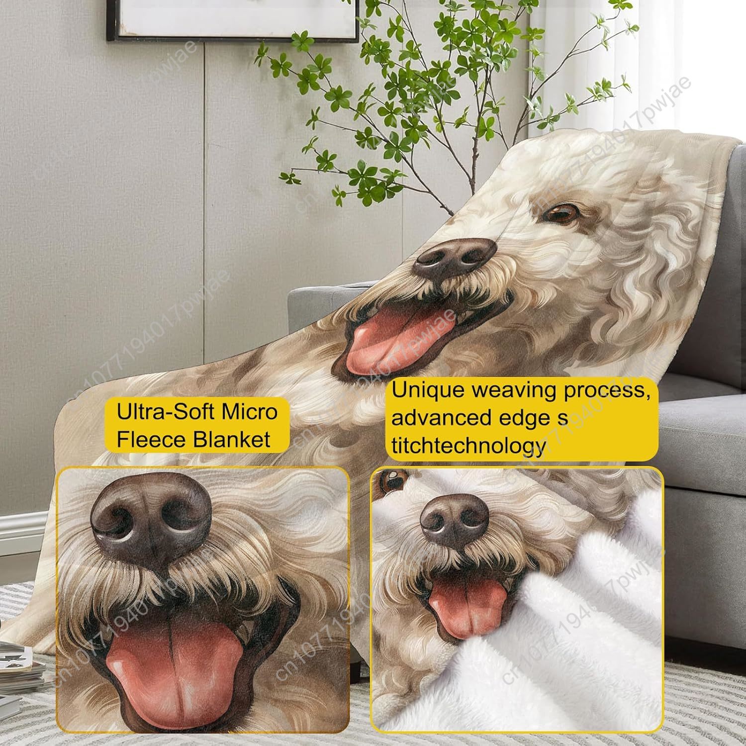 Manta con retrato de caniche a - Home Textiles & Decorations reseña y precio