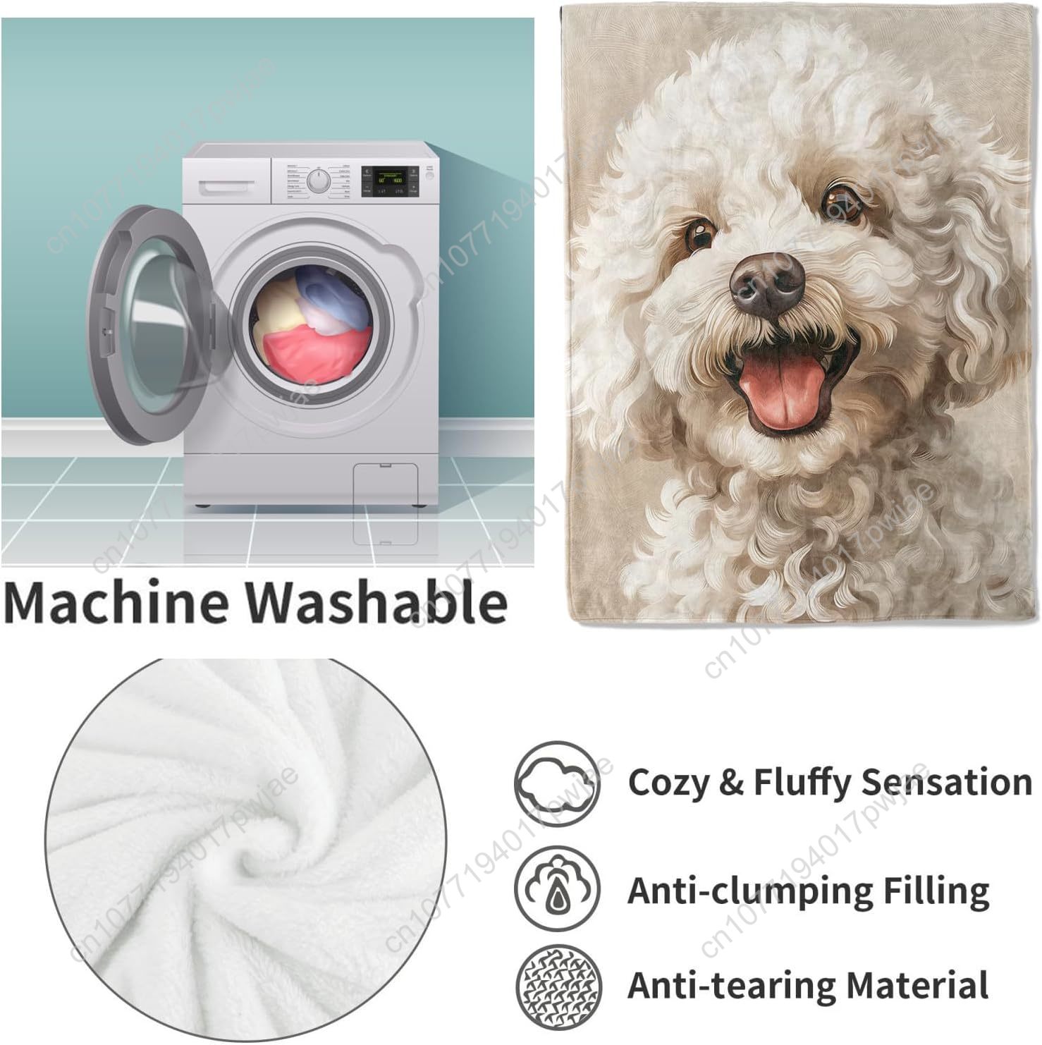 Manta con retrato de caniche a - Home Textiles & Decorations reseña y precio